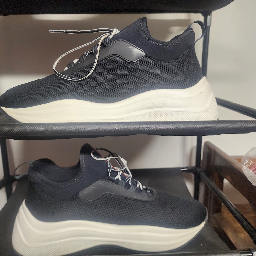 Prada Linea Rossa Black and White Athletic Shoes